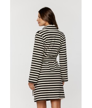 Wunderschöner gestreifter Bademantel mit langen Ärmeln und Gürtel 2 - www.coemi-lingerie.com 