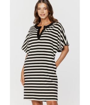 Lovely striped nightgown with short sleeves and shawl collar 4 - www.coemi-lingerie.com 