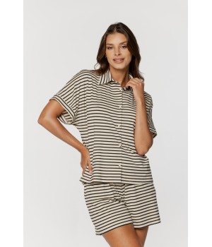 Sumptuous striped short-sleeved top and shorts pajama set 3 - www.coemi-lingerie.com 