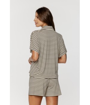 Elegantes Pyjama-Set mit gestreiftem Kurzarm-Top und Shorts 2 - www.coemi-lingerie.com 