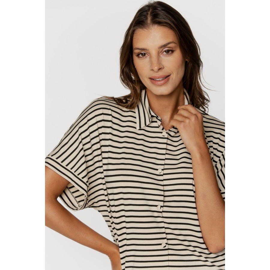 Sumptuous striped short-sleeved top and shorts pajama set 4 - www.coemi-lingerie.com 