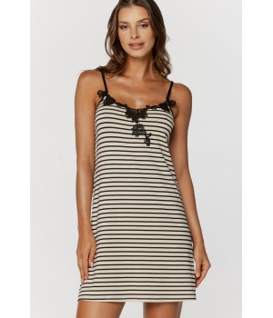 Fabulous striped nightie with spaghetti straps and embroidery 2 - www.coemi-lingerie.com 