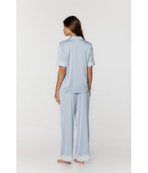 Ensemble de pyjama en satin et dentelle haut à manches courtes avec pantalon Pyjamas - www.coemi-lingerie.com 