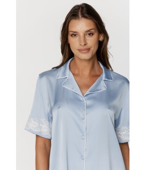 Satin and lace pyjama set with short-sleeved top and trousers 4 - www.coemi-lingerie.com 