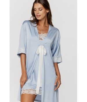 Exquisite satin negligee with a bow at the bust and lace 3 - www.coemi-lingerie.com 