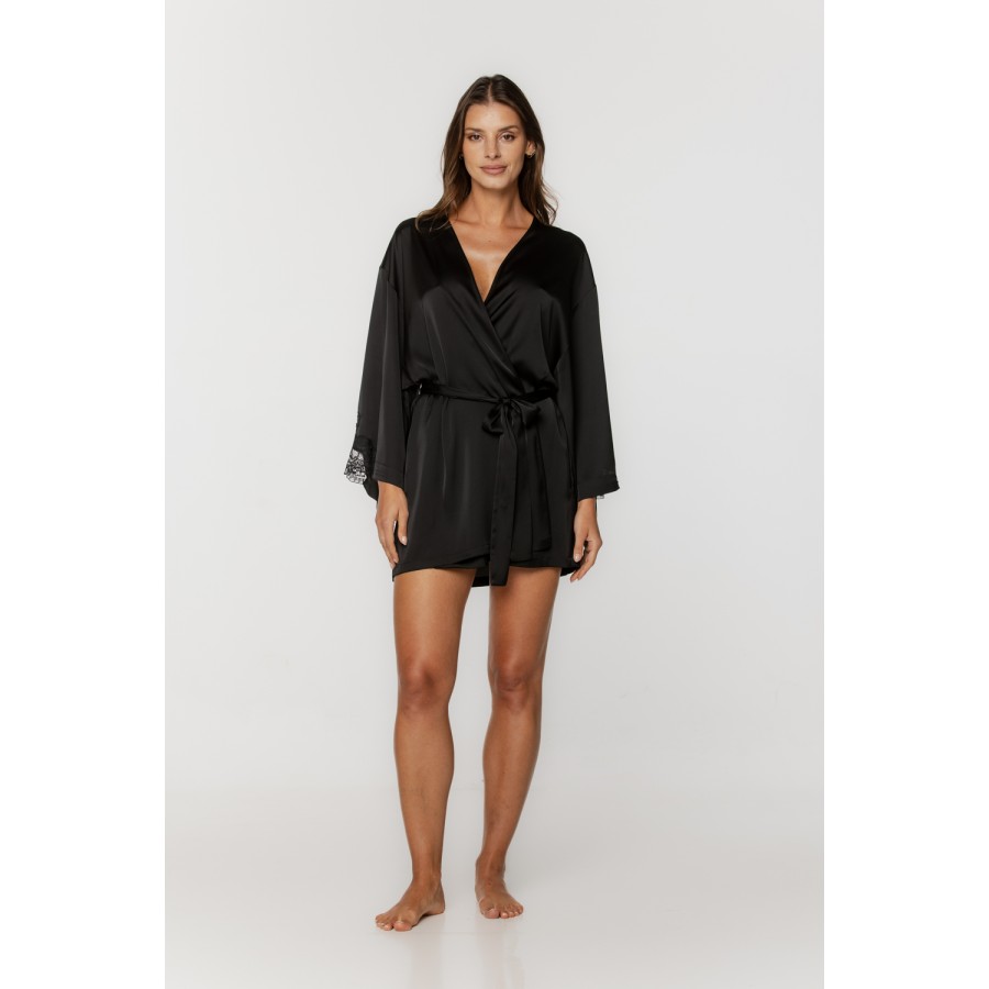 Lovely little satin negligee with wide sleeves trimmed in lace 1 - www.coemi-lingerie.com 