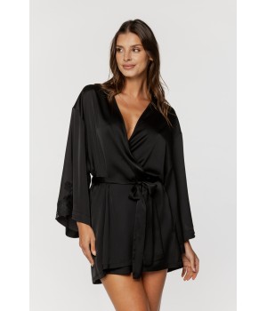 Wunderschönes kleines Satin-Negligé mit weiten, spitzenbesetzten Ärmeln. 5 - www.coemi-lingerie.com 