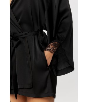 Wunderschönes kleines Satin-Negligé mit weiten, spitzenbesetzten Ärmeln. 8 - www.coemi-lingerie.com 