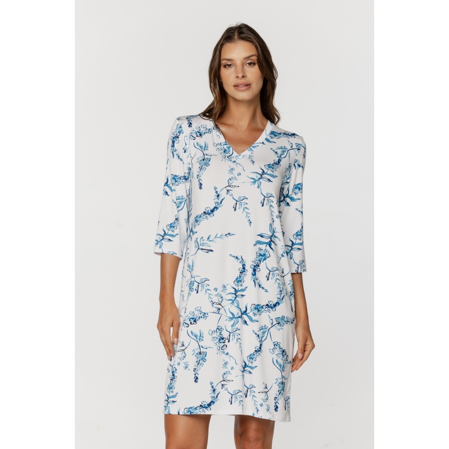 Escote en pico camisón largo micromodal elastano