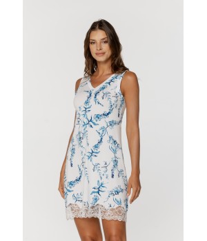 Floral print micromodal babydoll with V-neck, wide straps and lace trim at the hem 3 - www.coemi-lingerie.com 