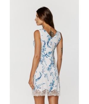 Babydoll aus Mikromodal mit Blumenmuster, V-Ausschnitt, breiten Trägern und Spitzenbesatz am Saum 2 - www.coemi-lingerie.com 