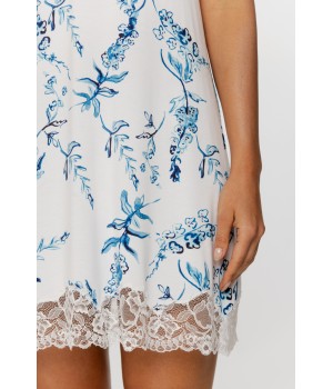 Floral print micromodal babydoll with V-neck, wide straps and lace trim at the hem 4 - www.coemi-lingerie.com 