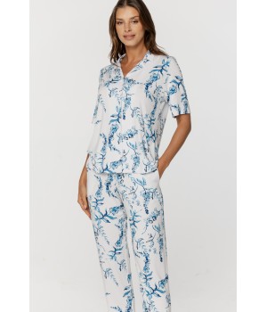 78 Pyjama-Set aus Mikromodal mit Blumenmuster: Hemdblusenoberteil und lange Hose 4 - www.coemi-lingerie.com 