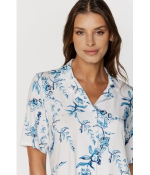 Pijama floreado micromodal vista completa camisa y pantalón