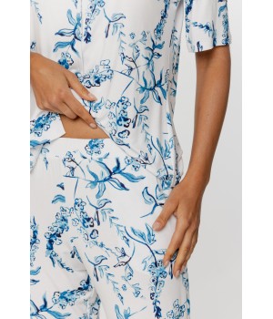 78 Pyjama-Set aus Mikromodal mit Blumenmuster: Hemdblusenoberteil und lange Hose 6 - www.coemi-lingerie.com 