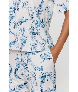 Pijama micromodal azul flor blanco tallas S a 5XL