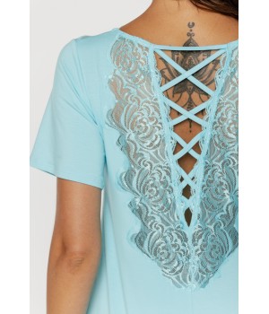 94 Micromodal and lace pyjama set, V-neck t-shirt with lace front and back 5 - www.coemi-lingerie.com 