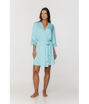 Hübsches kleines Negligé aus Mikromodal mit 3/4-Ärmeln und Spitzensaum. 1 - www.coemi-lingerie.com 