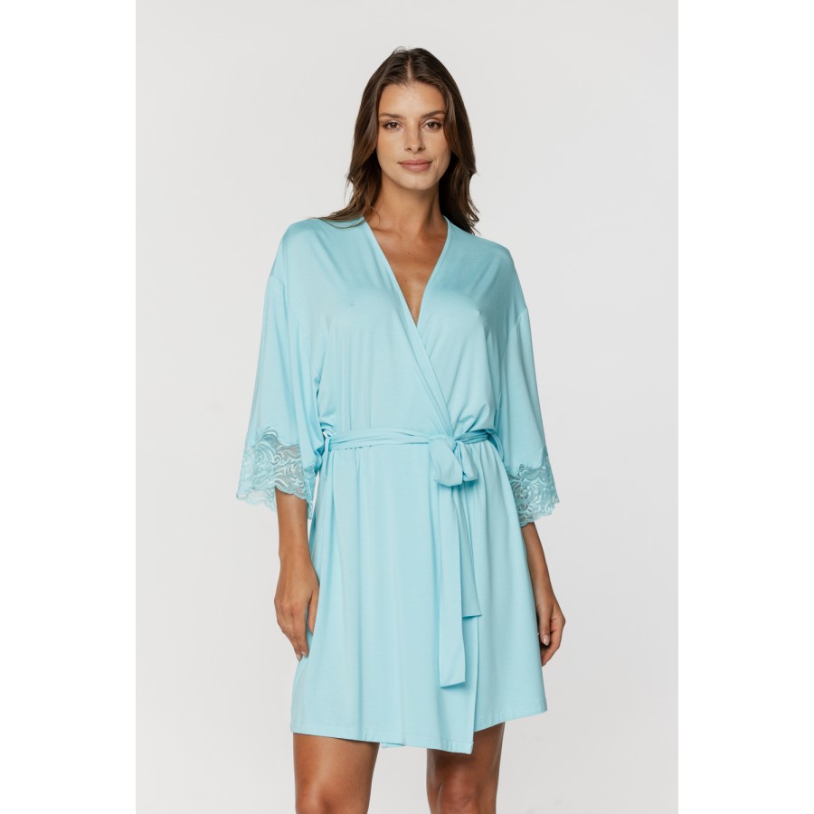 67 Pretty little negligee in micromodal with 3/4 sleeves hemmed in lace 3 - www.coemi-lingerie.com 