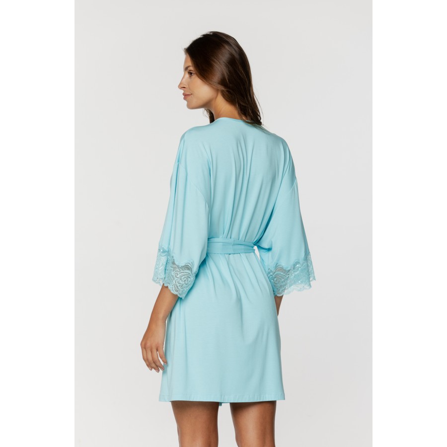 Hübsches kleines Negligé aus Mikromodal mit 3/4-Ärmeln und Spitzensaum. 2 - www.coemi-lingerie.com 