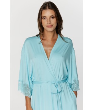 Joli petit déshabillé en micromodal manches 3/4 ourlées de dentelle Déshabillés - www.coemi-lingerie.com 