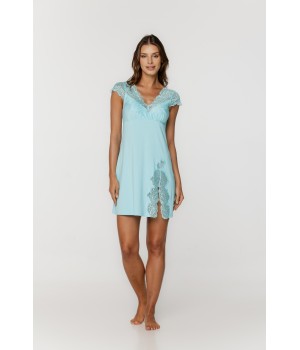 Micromodal babydoll with short lace sleeves, cutouts on the thigh and back 1 - www.coemi-lingerie.com 