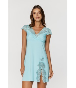 Micromodal babydoll with short lace sleeves, cutouts on the thigh and back 3 - www.coemi-lingerie.com 