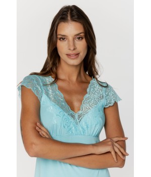 Nuisette en micromodal manches courtes en dentelle, découpe sur la cuisse et dans le dos Nuisettes - www.coemi-lingerie.com 