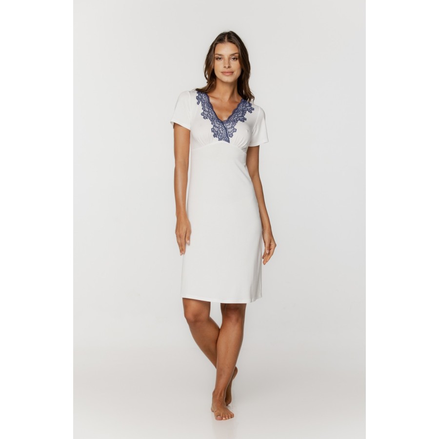 Camisón micromodal encaje busto color Blanco