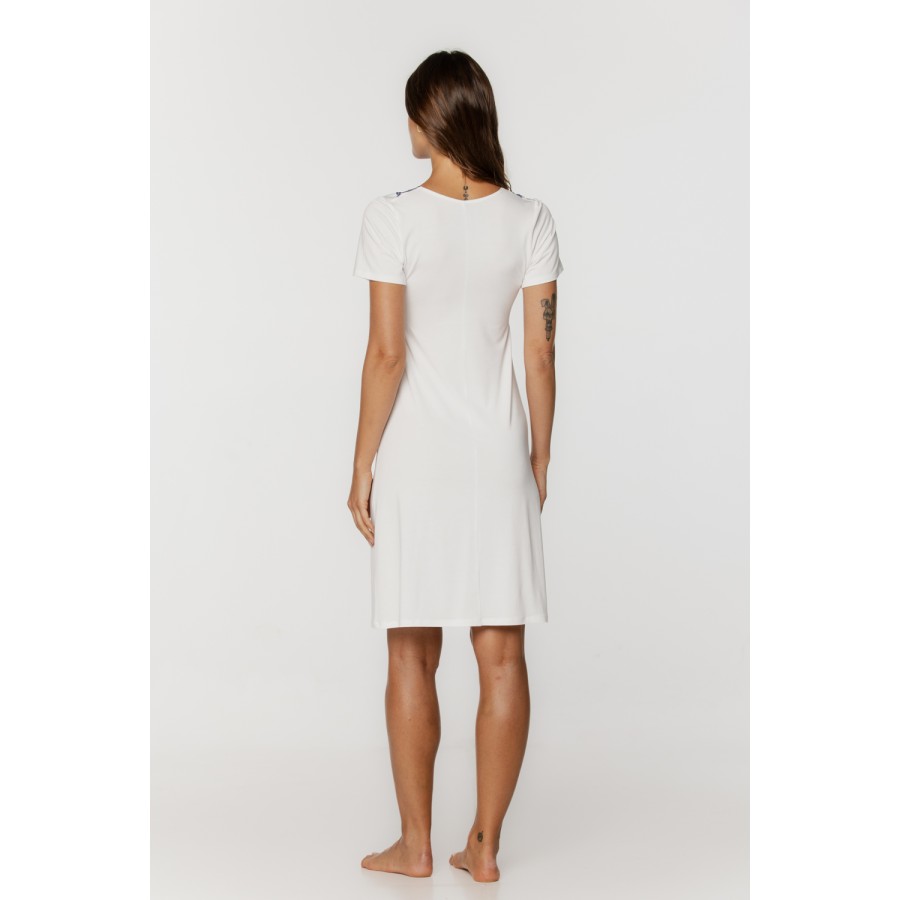 Nachthemd aus Mikromodal mit kurzen Ärmeln und spitzenbesetztem Brustbereich 2 - www.coemi-lingerie.com 