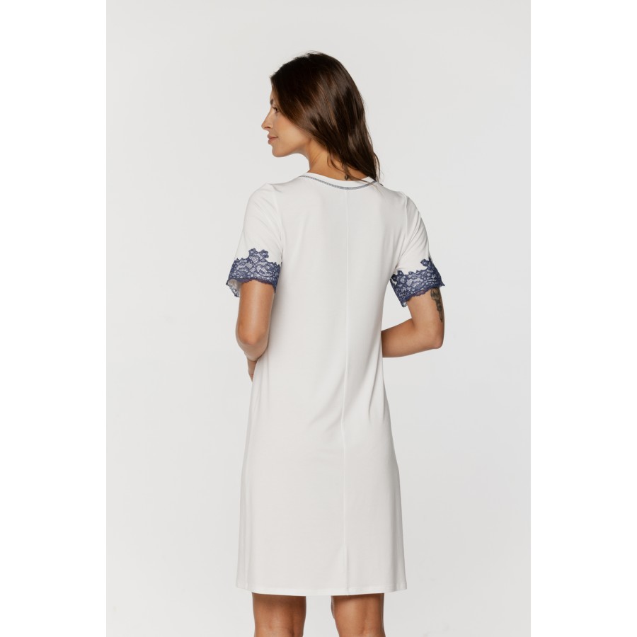 Tunic nightgown in micromodal with short sleeves hemmed in lace 2 - www.coemi-lingerie.com 