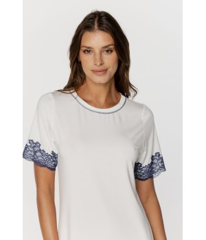 Tunic nightgown in micromodal with short sleeves hemmed in lace 4 - www.coemi-lingerie.com 