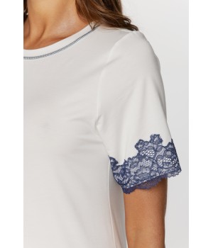 Tunic nightgown in micromodal with short sleeves hemmed in lace 5 - www.coemi-lingerie.com 