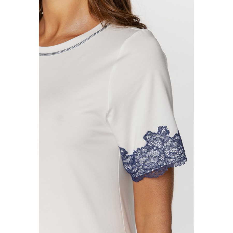 72 Tunika-Nachthemd aus Mikromodal mit kurzen, mit Spitze besetzten Ärmeln. 5 - www.coemi-lingerie.com 