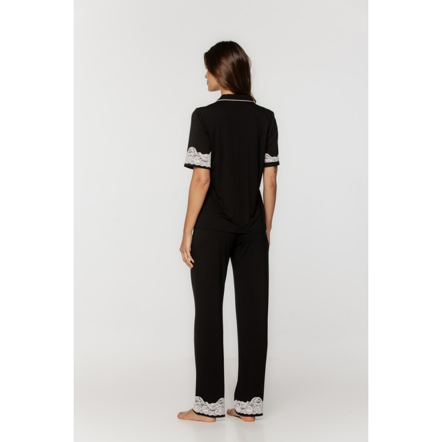 Micromodal pyjama set: top with a dentalon hem and straight-leg trousers 15 - www.coemi-lingerie.com 