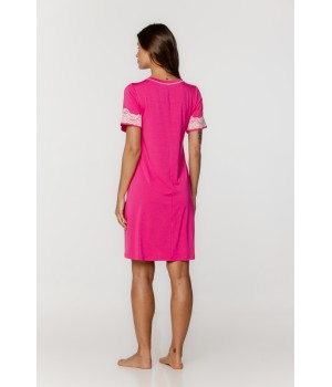 Tunic nightdress in micromodal with short sleeves adorned with lace and a round neck 2 - www.coemi-lingerie.com 