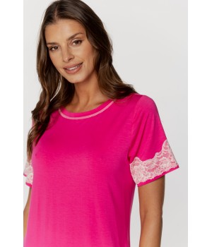 Tunika-Nachthemd aus Mikromodal mit kurzen, mit Spitze verzierten Ärmeln und Rundhalsausschnitt 3 - www.coemi-lingerie.com 