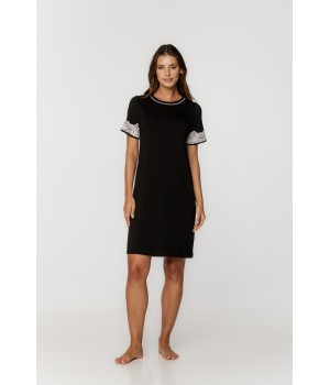 Tunic nightdress in micromodal with short sleeves adorned with lace and a round neck 9 - www.coemi-lingerie.com 
