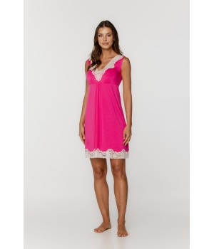 Elegantes Nachthemd aus Mikromodal mit V-Ausschnitt, verziert mit Spitze und Raffungen unter der Brust 6 - www.coemi-lingerie.co