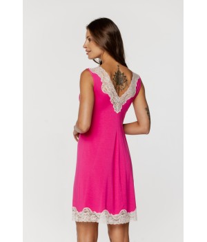 Elegantes Nachthemd aus Mikromodal mit V-Ausschnitt, verziert mit Spitze und Raffungen unter der Brust 8 - www.coemi-lingerie.co