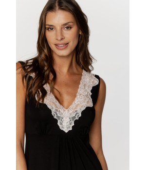 Elegante nuisette en micromodal decolleté en V orné de dentelle et fronce sous la poitrine Nuisettes - www.coemi-lingerie.com 