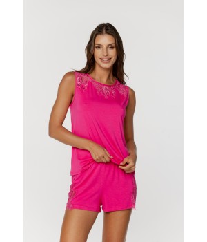 Sleeveless pyjama set with lace on the bust and back and elasticated waist shorts 3 - www.coemi-lingerie.com 