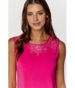 Ensemble pyjama top sans manche avec dentelle sur le buste et dans le dos et shorty taille élastique Pyjamas - www.coemi-lingeri