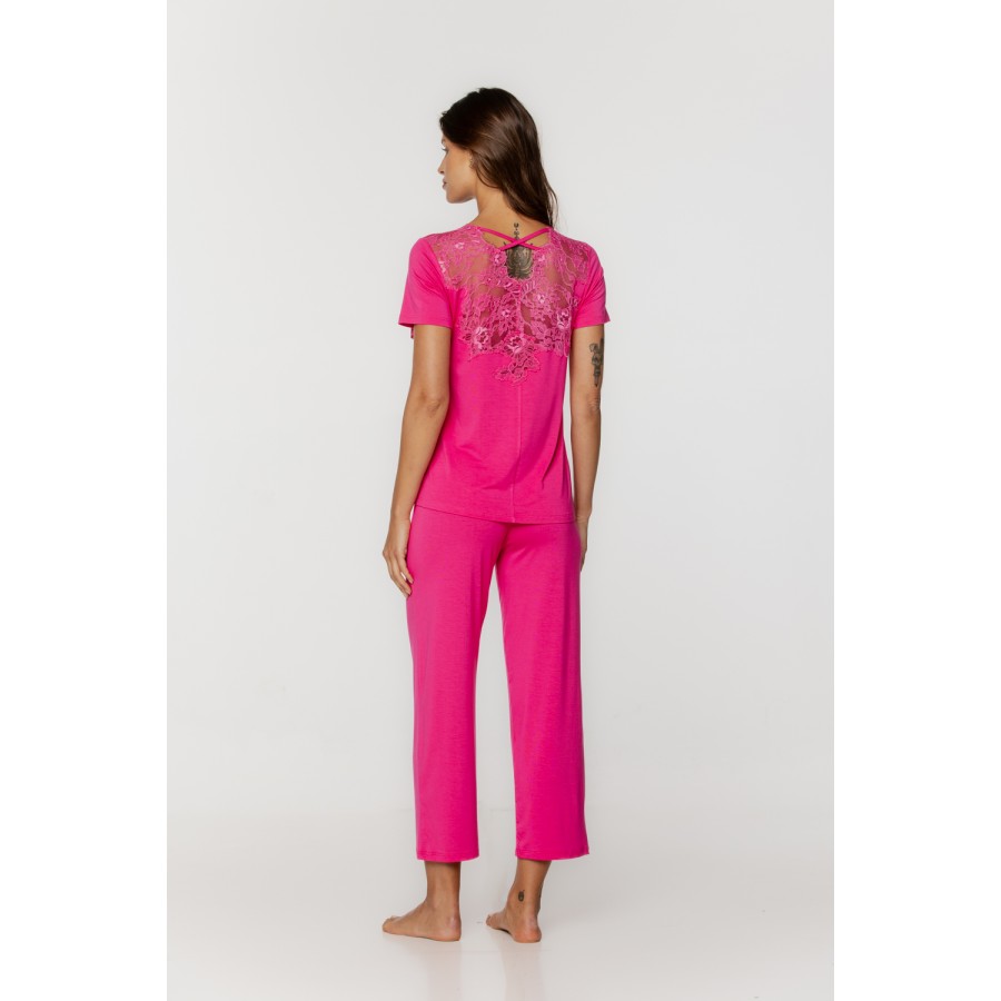 Merveilleux ensemble de pyjama manches courtes avec broderie Pyjamas - www.coemi-lingerie.com 