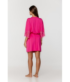 Mid-thigh length negligee in micromodal with 3/4 sleeves trimmed with lace 3 - www.coemi-lingerie.com 