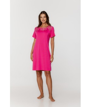 Micromodal nightdress, long-sleeved T-shirt with lace on the bust and back 1 - www.coemi-lingerie.com 