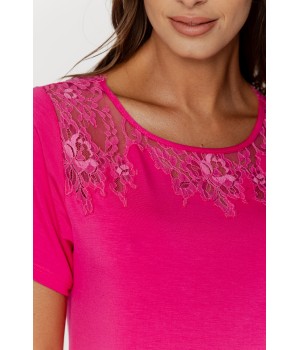 Micromodal nightdress, long-sleeved T-shirt with lace on the bust and back 5 - www.coemi-lingerie.com 