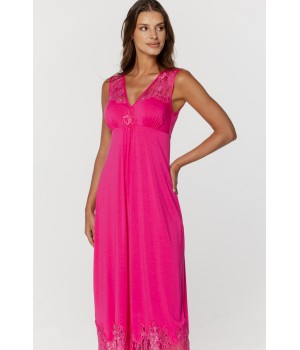 Langes Nachthemd aus Micromodal mit kurzen Ärmeln und Spitze am Ausschnitt, am Rücken und am Saum 3 - www.coemi-lingerie.com 
