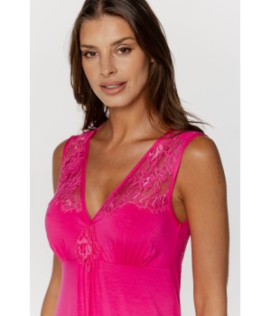 Langes Nachthemd aus Micromodal mit kurzen Ärmeln und Spitze am Ausschnitt, am Rücken und am Saum 4 - www.coemi-lingerie.com 