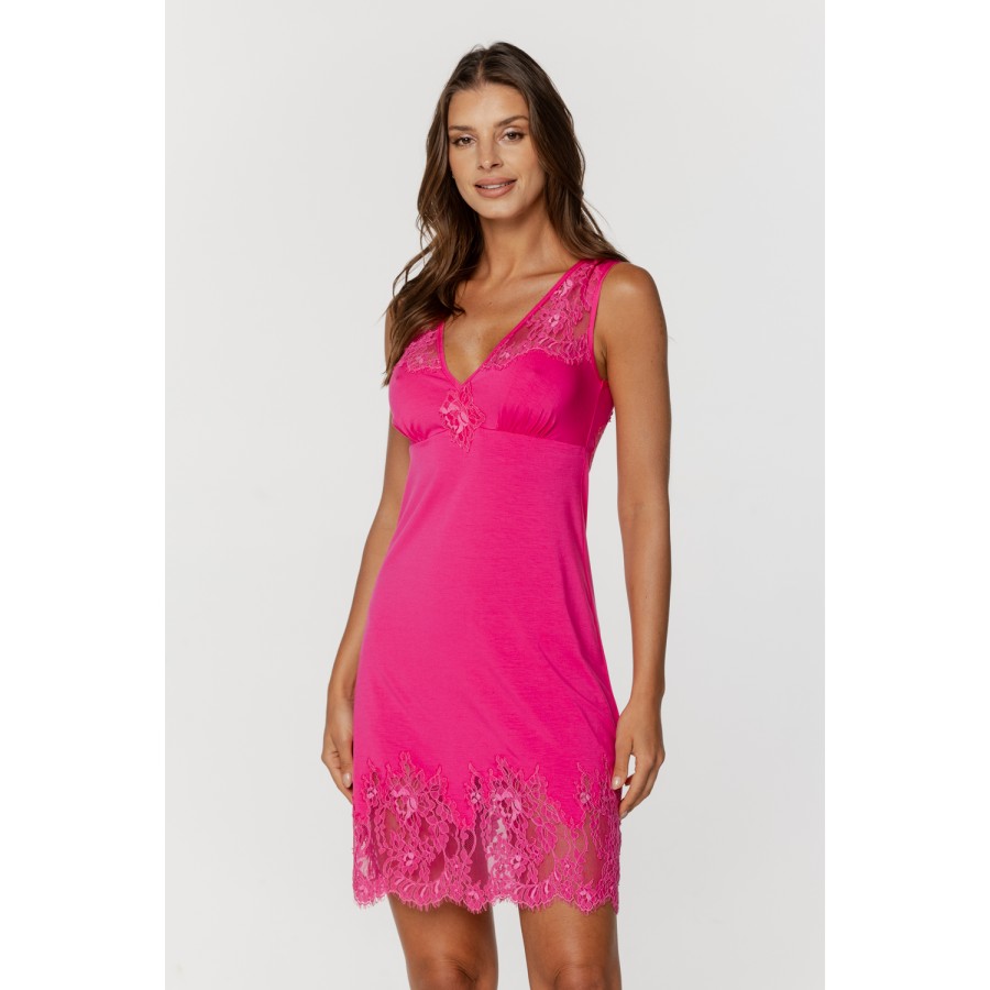 Micromodal nightdress with lace on the bust, the entire back and the bottom of the dress 3 - www.coemi-lingerie.com 